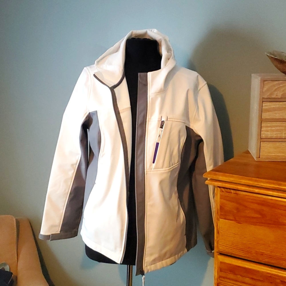 gray and white jacket